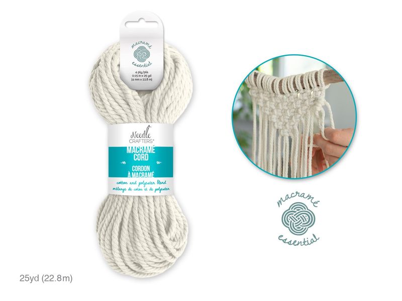Needle Crafter 4mm Macrame Cord 25yds (22.8m) B) White