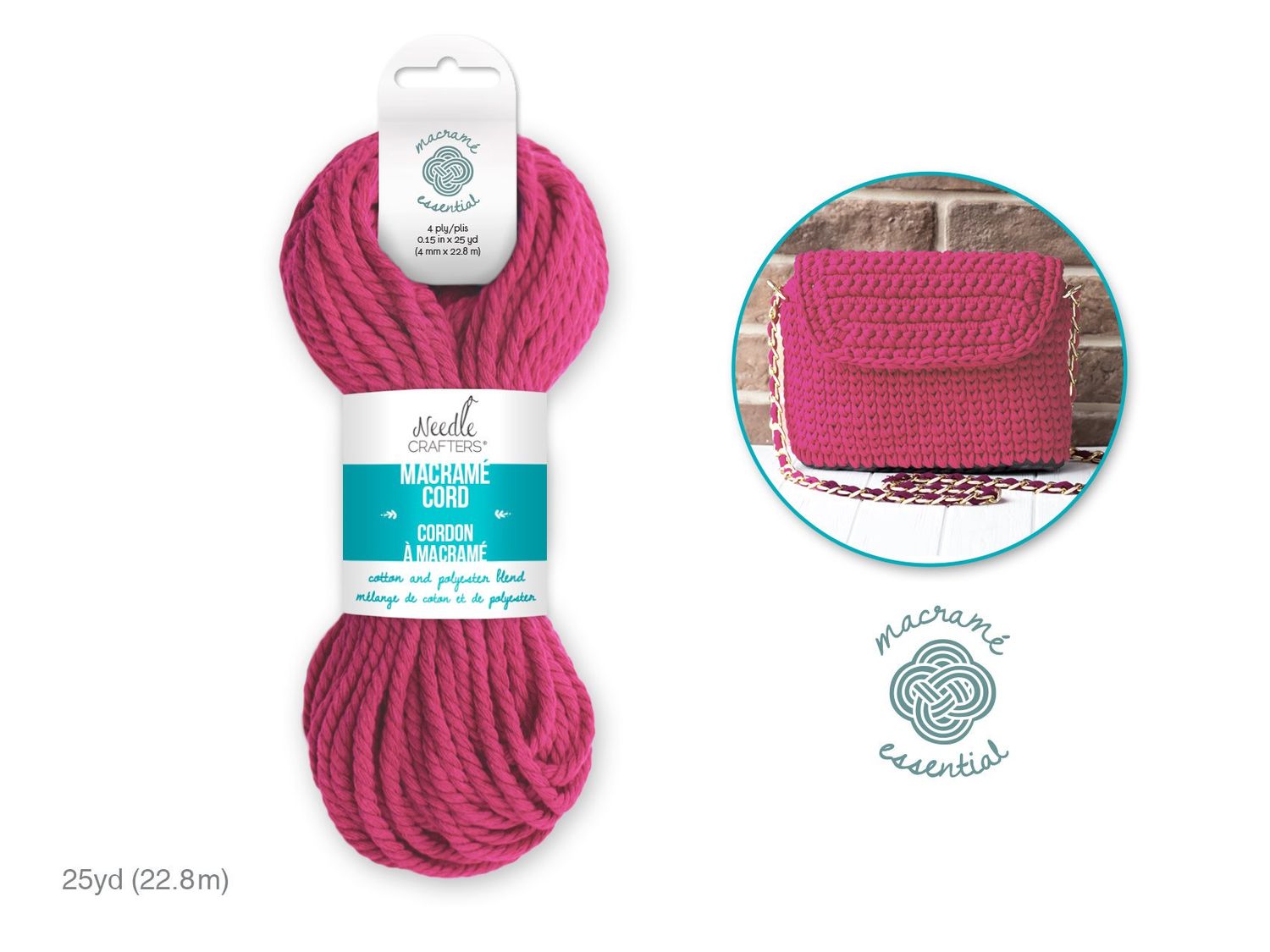 Needle Crafter Macrame Cord Berry 4mm 25yds