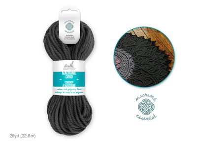 Needle Crafter 4mm Macrame Cord 25yds (22.8m) D) Charcoal