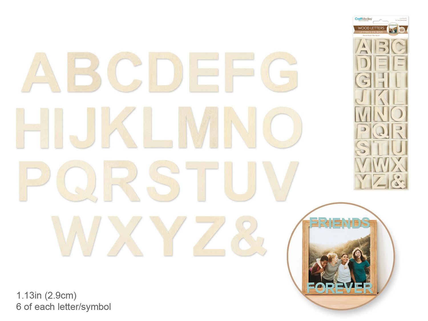 CraftMedley 1.13in Wood Letters in Wood Storage Box 162pc