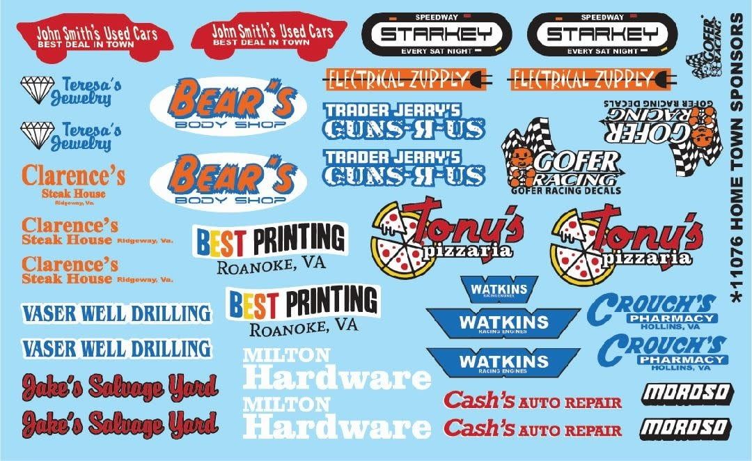 Gofer Racing 1/24 Hometown Sponsors Decal Sheet