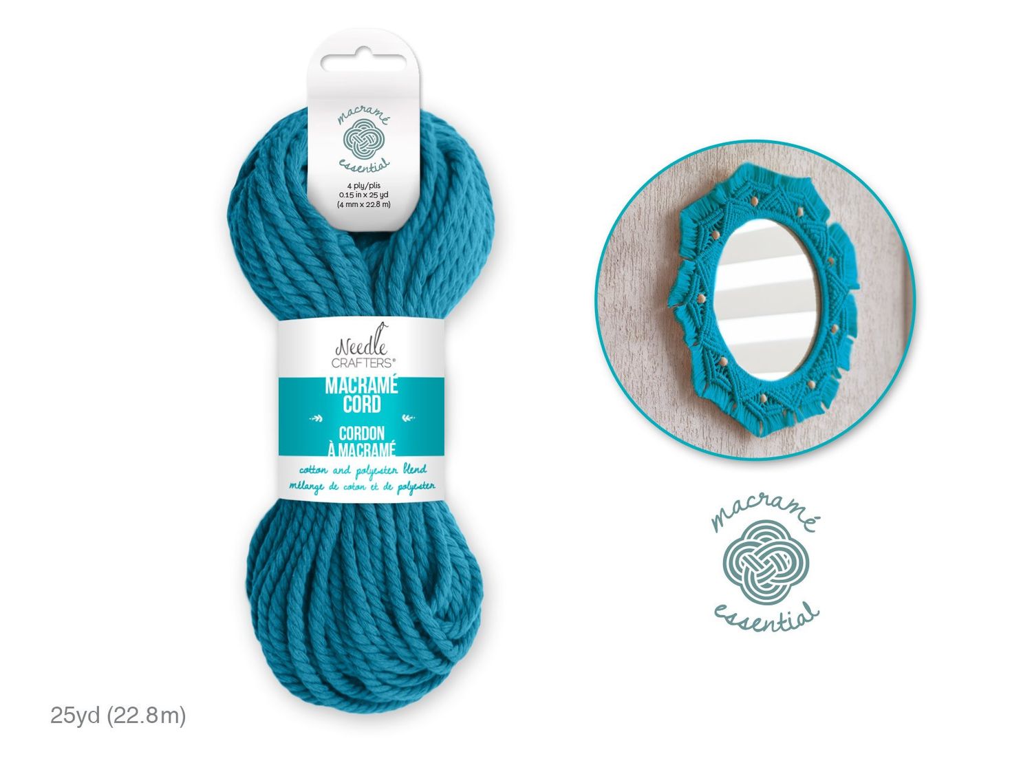 Needle Crafter 4mm Macrame Cord 25yds (22.8m) J) Sky Blue