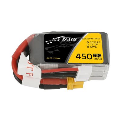 Tattu 3S 450mAh 75C 11.1V Lipo Battery Pack with XT30 Plug Long
