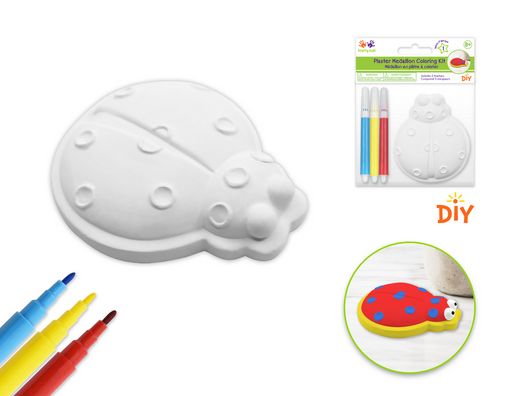 Krafty Kids DIY Plaster Medallion Coloring Kit Markers Ladybug