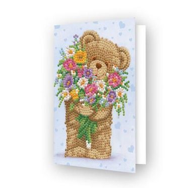 Diamond Dotz 5x7in Teddy Bear Flower Diamond Art Greeting Card Kit