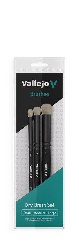 Vallejo DRY BRUSH SET NATURAL HAIR - S,M &amp; L