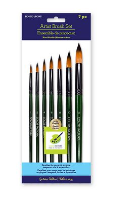 MultiCraft Artist Brush Set Fierce Art Set x7 Wood Handle Round