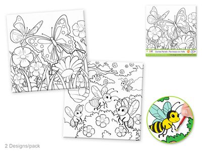 Krafty Kids 10x10in DIY Canvas Panels 2pc Flying Friends Asst