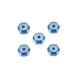 Tamiya JR 2mm Aluminum Lock Nut, Blue, 5pcs
