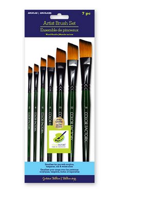 MultiCraft Artist Brush Set Fierce Art Set x7 Wood Handle Angular