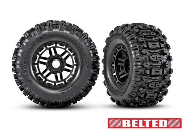Traxxas 2.8" Black Wheels &amp; Sledgehammer Belted