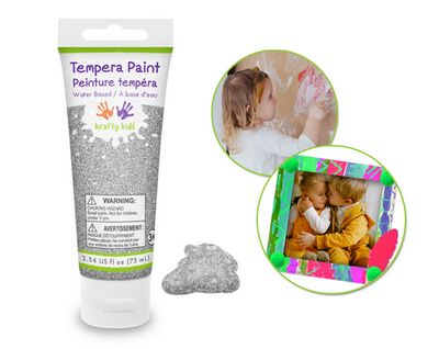 Krafty Kids Paint Tempera Tubes Silver Glitter 75ml