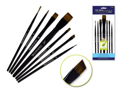 Colorfactory Artist Brush Set The Ninja Art Set Wood Handle and Nylon Hair 7pc
