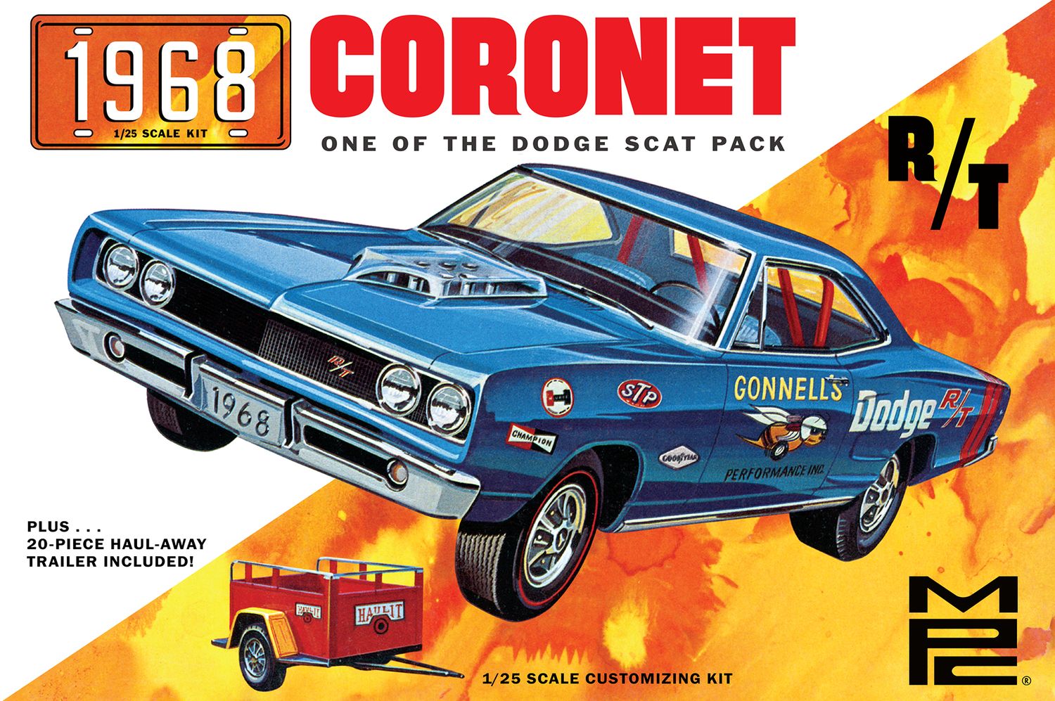MPC 1/25 '68 Dodge Coronet Hardtop w/Trailer