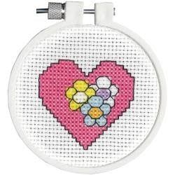 Janlynn 3in Round Heart Cross Stitch Kit