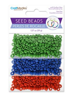 CraftMedley Glass Seed Beads: 6/0 Dyed Gloss Finish Brights 39g