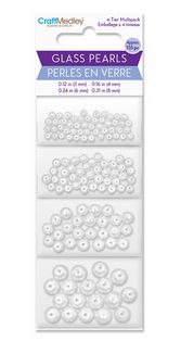 CraftMedley 3/4/6/8mm Assorted Glass Fired Pearl White Beads