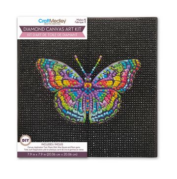 CraftMedley Stretch Artist 7.9x7.9 inDiamond Painting Primed Back Stapled Canvas Kit Butterfly