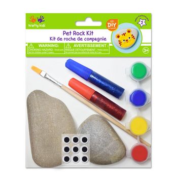 Krafty Kids Pet Rocks  Paints Brush Glit Eyes Primary