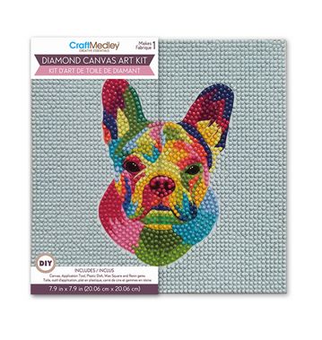 CraftMedley Stretch Artist 7.9x7.9 inDiamond Painting Primed Back Stapled Canvas Kit Dog