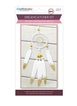 CraftMedley DIY Dream Catcher Kit with Beads White