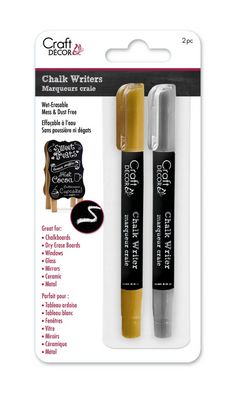 Craft Decor Chalk Writer Pen Gold &amp; Silver 2 Piece Set