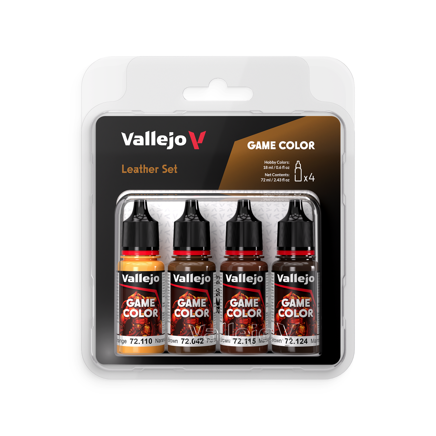 Vallejo Game Color 72-110/042/115/124 Leather Paint Set 4pc