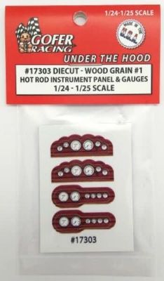 Gofer Racing 1/24 or 1/25 Hot Rod Instrument Panel Wood Grain No 1