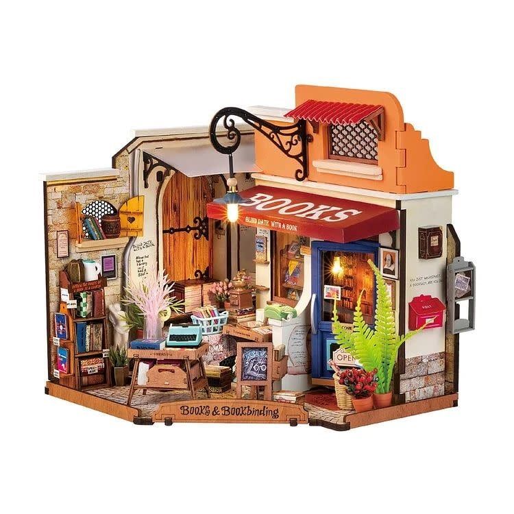 Robotime Rolife Corner Bookstore DIY Miniature House Kit