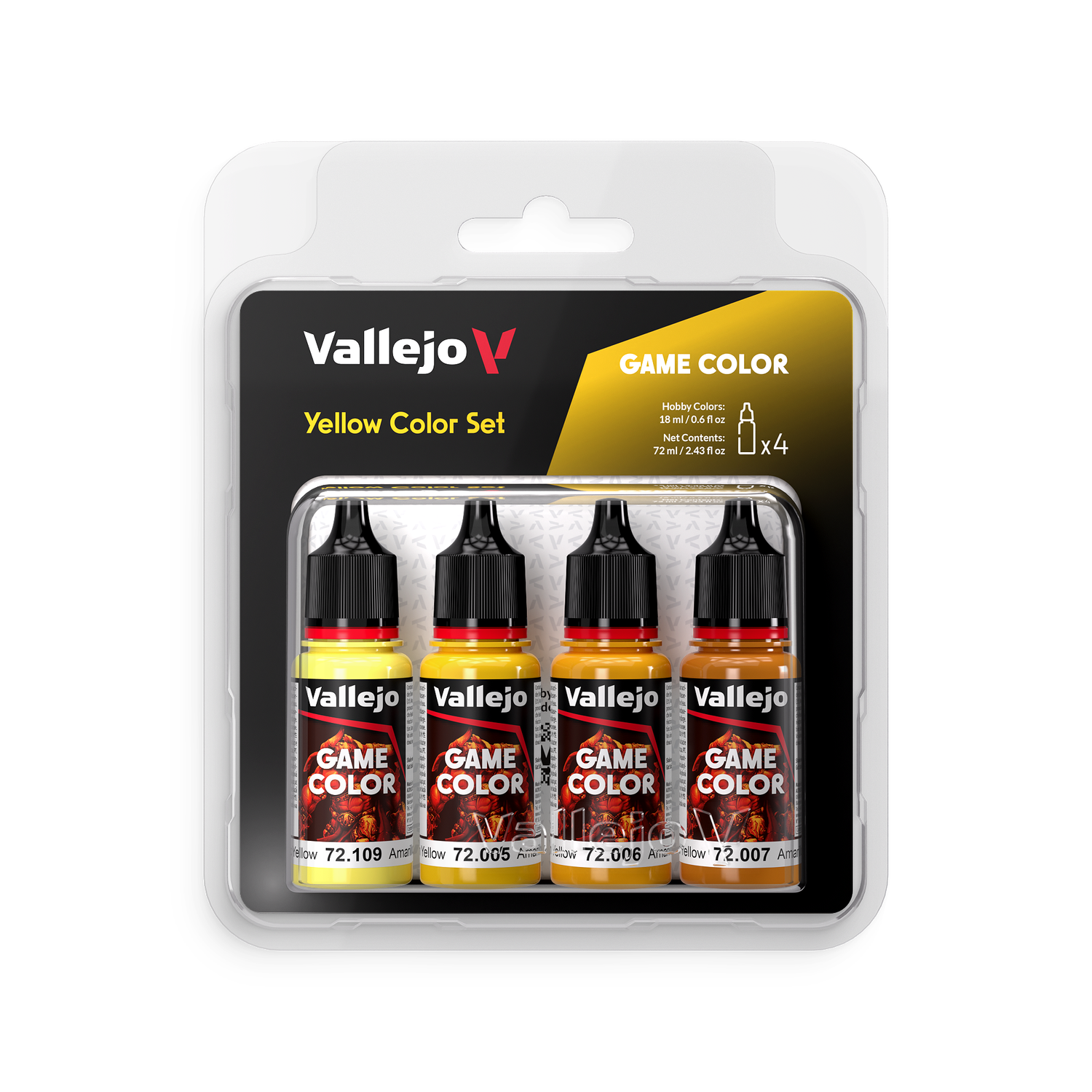 Vallejo Game Color Yellow Color (4 Piece Set) 72109, 005, 006, 007
