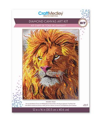 CraftMedley 12x16in Diamond Painting Kit with Gems Tools and Tray Lion