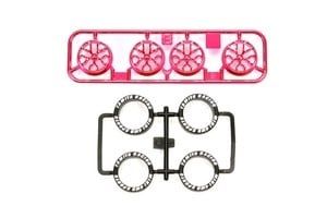 Tamiya JR LP Tire/Plated Wheel Set, Pink Plated (Y-Spoke)