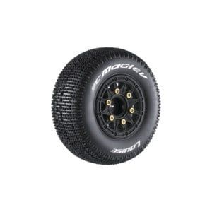 Louise SC-Maglev 1/10 Short Course Tires, Soft, 12, 14,17mm Hex w Black Rim (2)