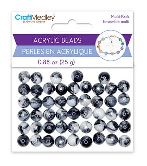 CraftMedley 10mm Acrylic Beads  Round Multi Packs Marble Classic 25g
