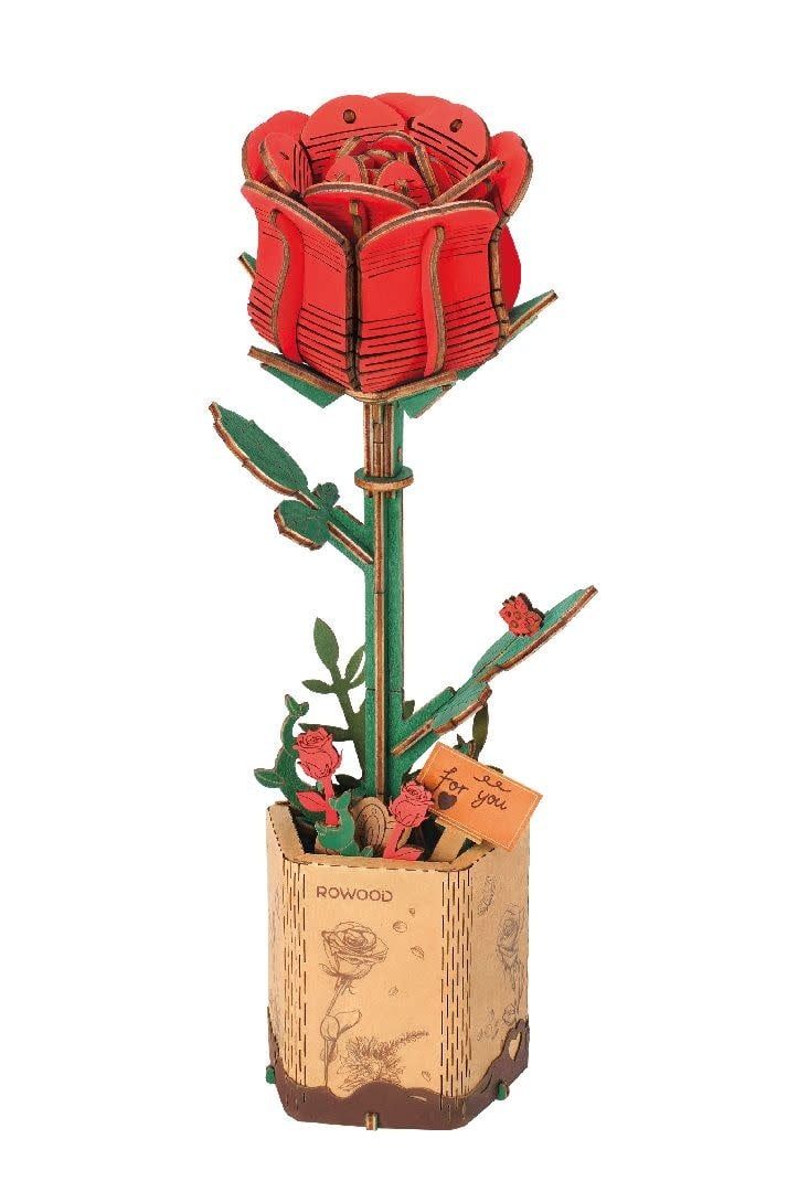 Robotime 3D Wooden Puzzle Rowood DIY Wooden Red Rose