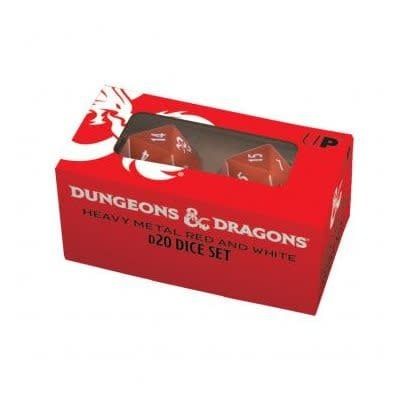 D&amp;D Heavy Metal Dice: D20 Dice Set Red and White