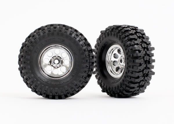 Traxxas Tires &amp; Wheels, Assembled (Chrome 1.0" Wheels, Mickey Thompson Baja ProXS 2.4x1.0" Tires) (2)