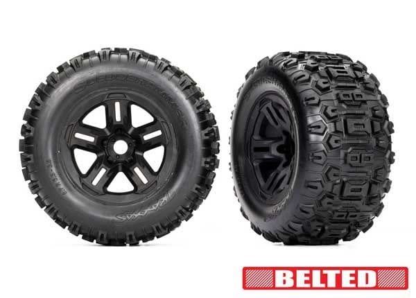 Traxxas Premount 3.8" Black Wheels &amp; Sledgehammer Belted
