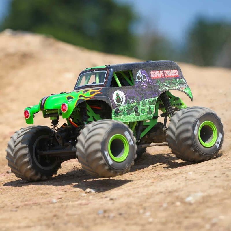 Team Losi Racing 1/18 Mini LMT Grave Digger 4S 4x4 RTR Brushless Monster Truck Green Includes B&amp;C