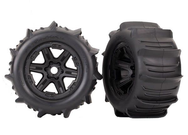 Traxxas Tires &amp; wheels, assembled, glued (black Carbide 3.8" wheels)