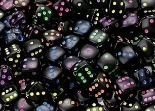 PMO Multi-coloured Acrylic Dice Beads 12pc