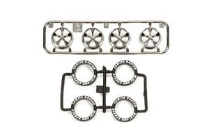 Tamiya JR LP Tire/Wheel (5-Spoke) Black Plated