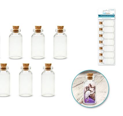 CraftMedley 5ml Glass Bottles Mini Containers Cork Lid 7pc