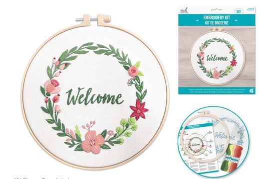 Needle Crafter Embroidery Cross-Stitch Kit With Needle-Welcome