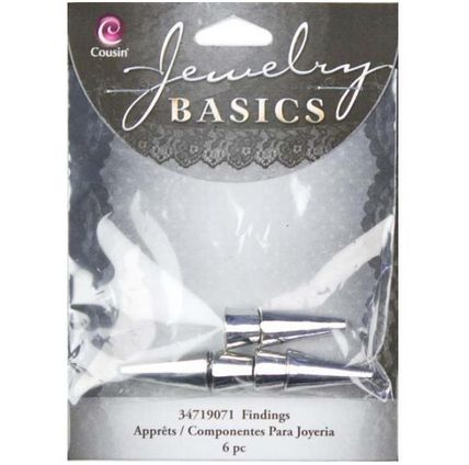 Cousins Jewelry Basics Metal Findings Silver Cones 6pc