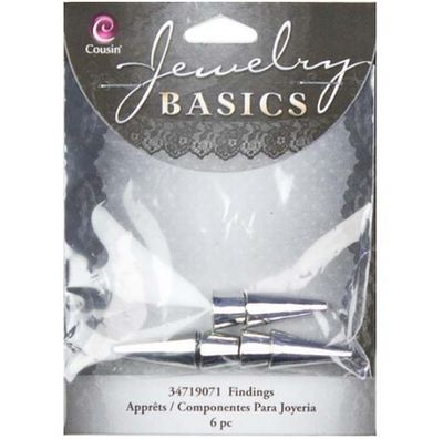 Cousins Jewelry Basics Metal Findings Silver Cones 6pc