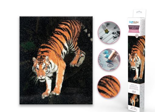 CraftMedley 15.8x19.7in Diamond Painting Kit with Gems Tools and Tray Bengal Tiger
