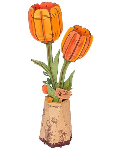 Robotime 3D Wooden Puzzle Orange Tulip 76 piece