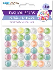 CraftMedley Plastic Fashion Beads Multi Pack Glossy Pearl 42-45pc