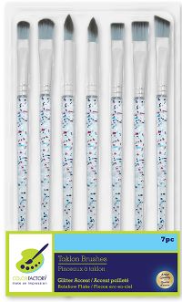 Colorfactory Artist Brush Set Taklon Glitter Accent Series Clear PS Rainbow Flake 7pc